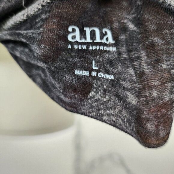 A.N.A Cuffed Sleeve Semi Sheer Burnout T Shirt Palm Tree Sunset Print Womens L - Picture 5 of 5